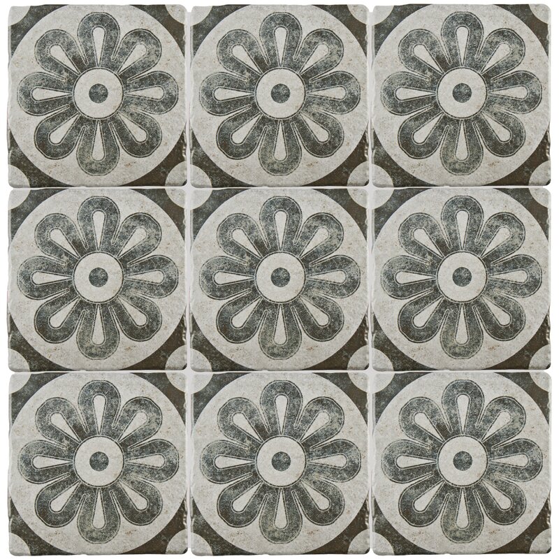 EliteTile Costa Cendra 8" x 8" Ceramic Patterned Wall & Floor Tile
